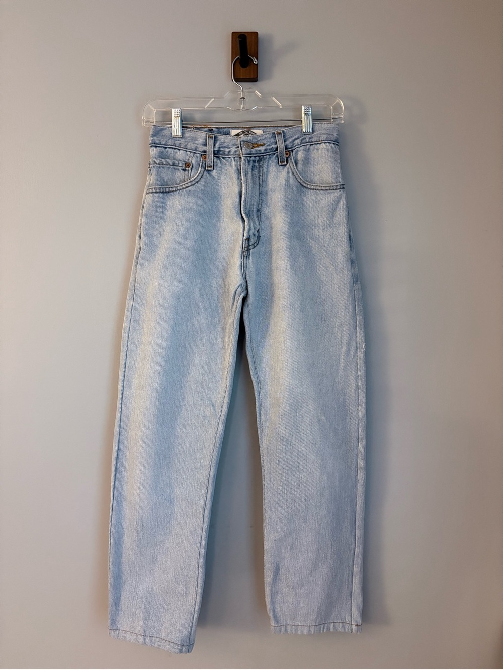 Vintage Levis 550 Jeans 30x26 Light Wash Relaxed Fit Tapered Blank Red Tab